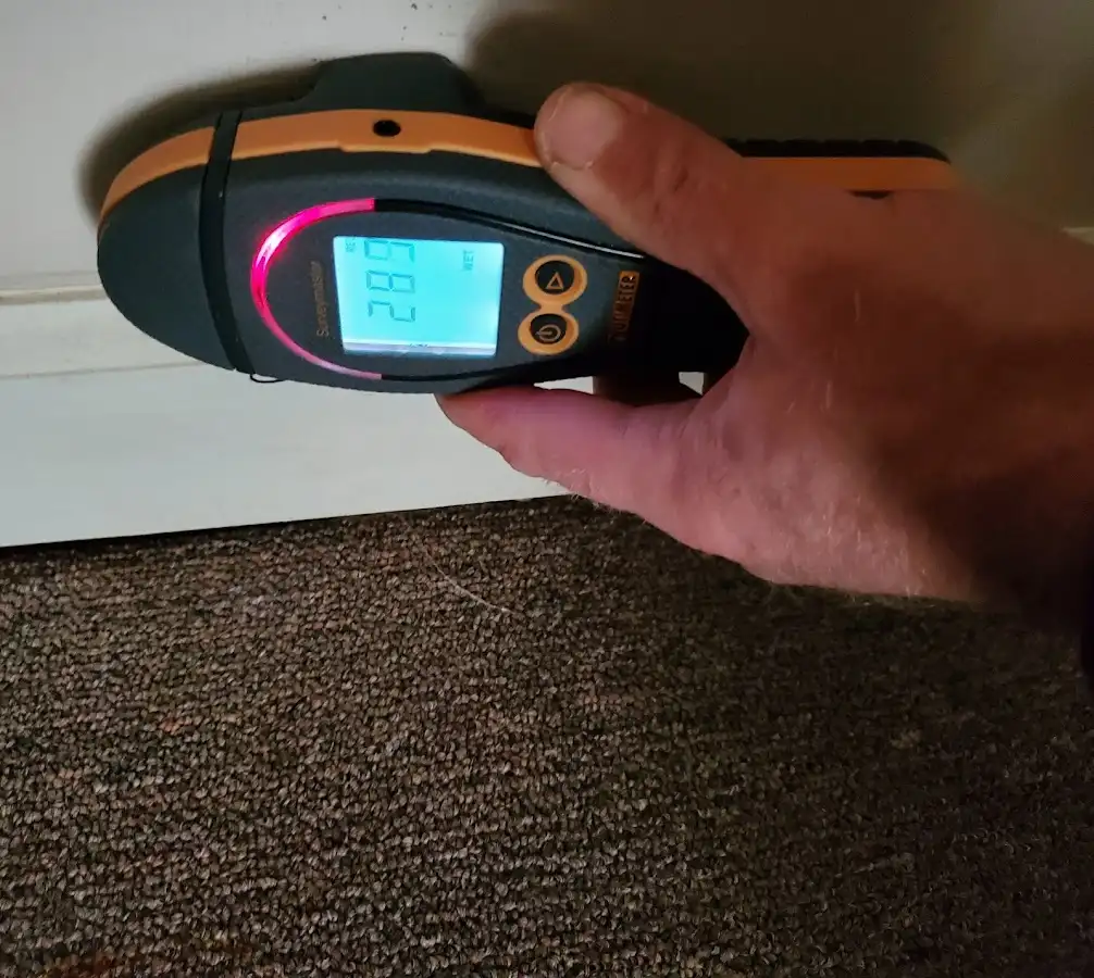 Moisture detection at baseboard during Sewage Cleanup & Sanitation in Clarkdale
